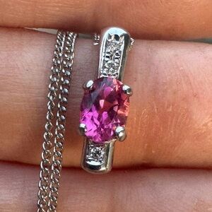 Vintage solid platinum genuine flawless tourmaline/diamond necklace